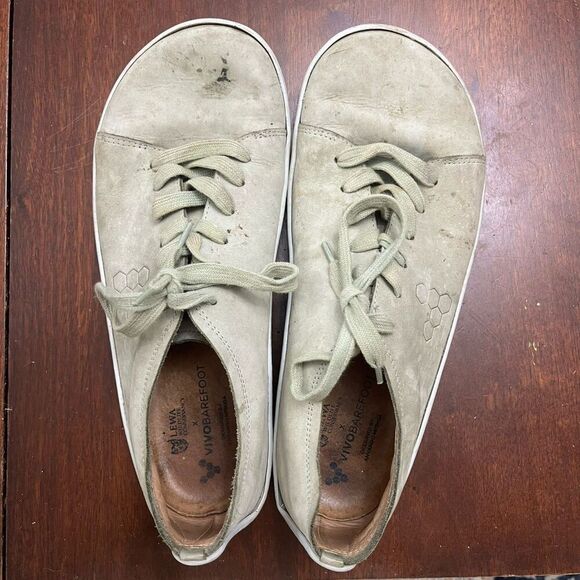 VivoBarefoot Addis Mens Gray Sneakers 11.5 45M Leather Trainer Low Top Lace Up - Picture 1 of 6